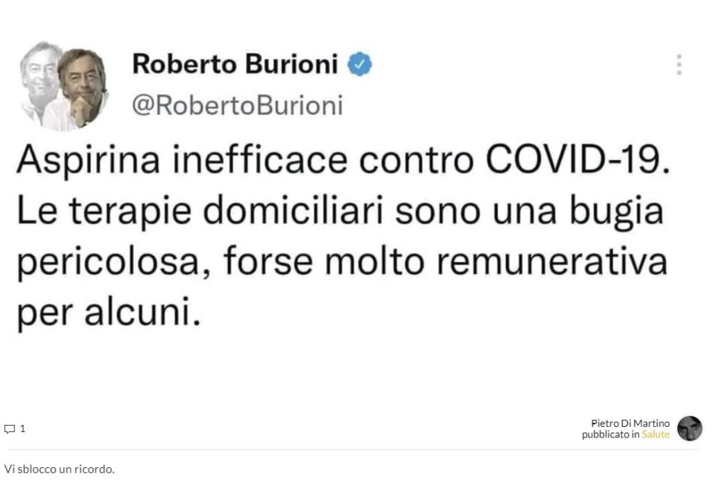 Antinfiammatori e la cura per il Covid19 Roberto Burioni